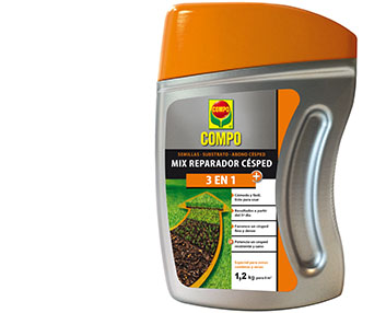 ‘Mix’ de semillas, sustrato y abono para reparar el césped 